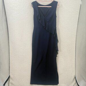 connected Apparel Black floor length Prom formal Navy blue dress Size 8 NEW
